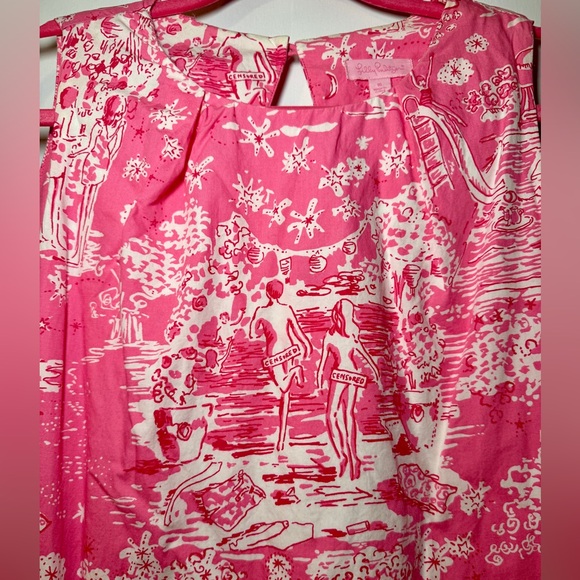 RARE Size 16 Lilly Pulitzer Janie Shift Dress in Skinny Dippin Pink Toile EUC - Picture 2 of 12